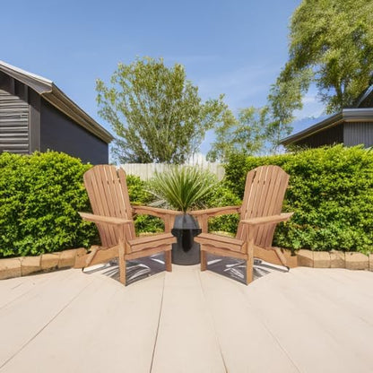 Outdoor Wooden Folding Adirondack Chair Set of 2 with Pre-Assembled BackRest, Wood Patio Chair for Garden Backyard Porch Pool Deck Firepit