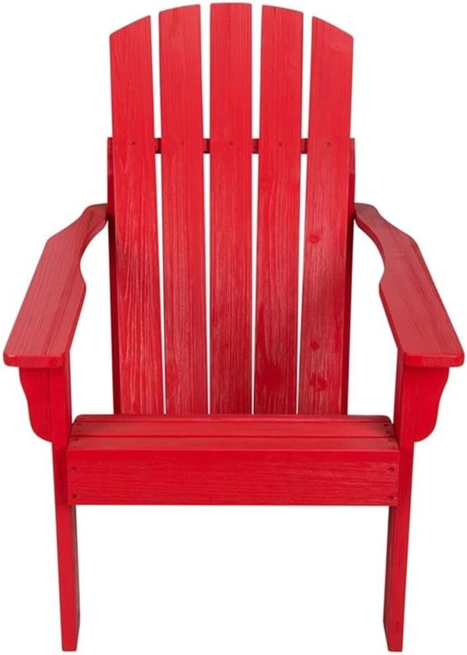 Pemberly Row Cedar Wood Adirondack Chair, Red Finish, 36.25" H x 34.25" W x 26.75" D, Ergonomic Design, Water and UV Resistant, Patio Furniture for Outdoor Relaxation