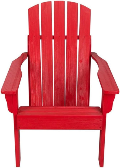 Pemberly Row Cedar Wood Adirondack Chair, Red Finish, 36.25" H x 34.25" W x 26.75" D, Ergonomic Design, Water and UV Resistant, Patio Furniture for Outdoor Relaxation