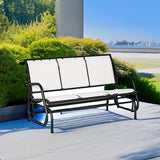 Outsunny 3-Person Patio Glider Bench, Outdoor Porch Glider Swing with 3 Seats, Breathable Mesh Fabric, Metal Frame - Photo 6