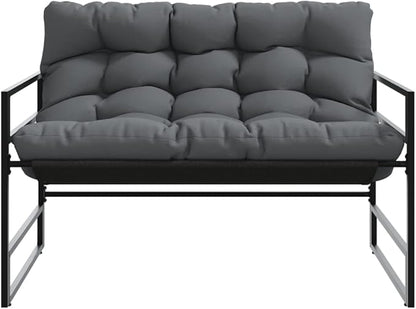 Garden Bench Anthracite, Black Powder-Coated Steel, Textilene Park Bench Patio for Outdoor Garden