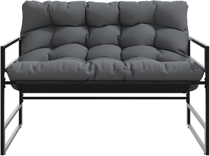Garden Bench Anthracite 44.5 Inch Outdoor Metal Bench with Textilene Fabric, Powder-Coated Steel Frame for Patio Backyard Terrace Balcony, 485lb Capacity Modern Seating for 2