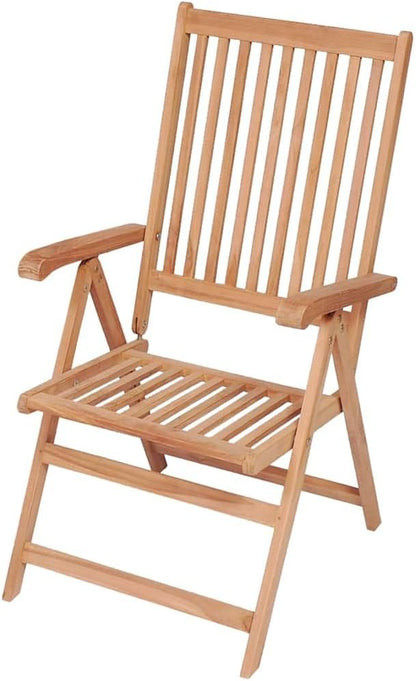 Teak Wood Reclining Patio Chairs Set of 2, 7-Position Folding Outdoor Lounge Chairs 22.4"x28.1"x39.4" Brown Weather-Resistant Wooden Seating for Garden, Balcony, Deck