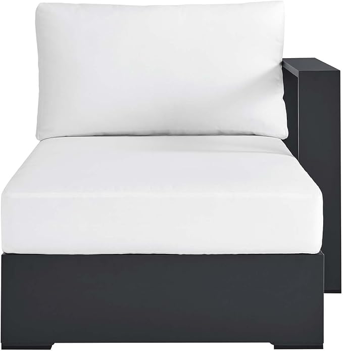 Modway Tahoe Powder-Coated Aluminum Outdoor Chaise Lounge in Gray White with Weather-Resistant Cushions, Modular Right-Facing Patio Lounger for Pool Furniture or Sectional Sofa Set
