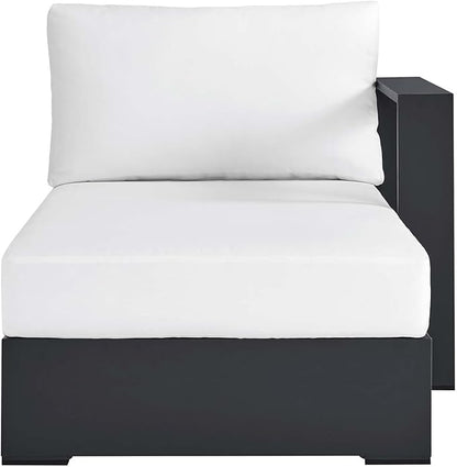 Modway Tahoe Powder-Coated Aluminum Outdoor Chaise Lounge in Gray White with Weather-Resistant Cushions, Modular Right-Facing Patio Lounger for Pool Furniture or Sectional Sofa Set