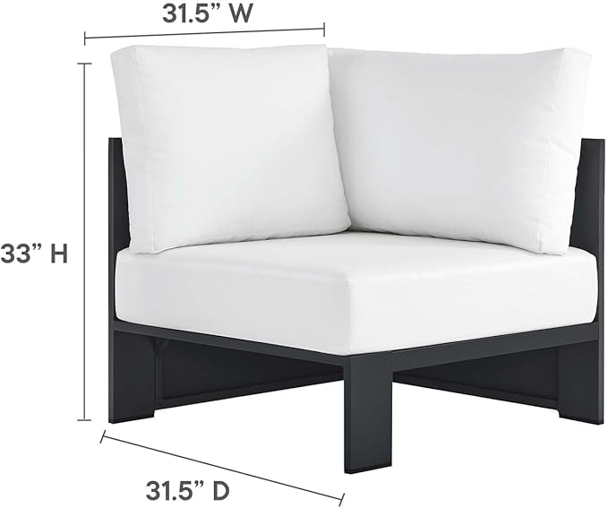 Modway Tahoe Aluminum 3-Piece Outdoor Patio Furniture Gray White - Photo 6
