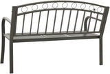 vidaXL Patio Bench with Center Table - 49.2-inch Steel Garden Bench - Weather- Outdoor Seating - Industrial Gray Bench - Photo 7