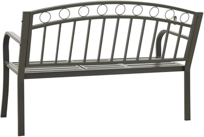 Patio Bench with a Table, Bench with backrest and armrests, Garden Bench, Garden Bench for Parks, Yards and porches,49.2" Steel Gray