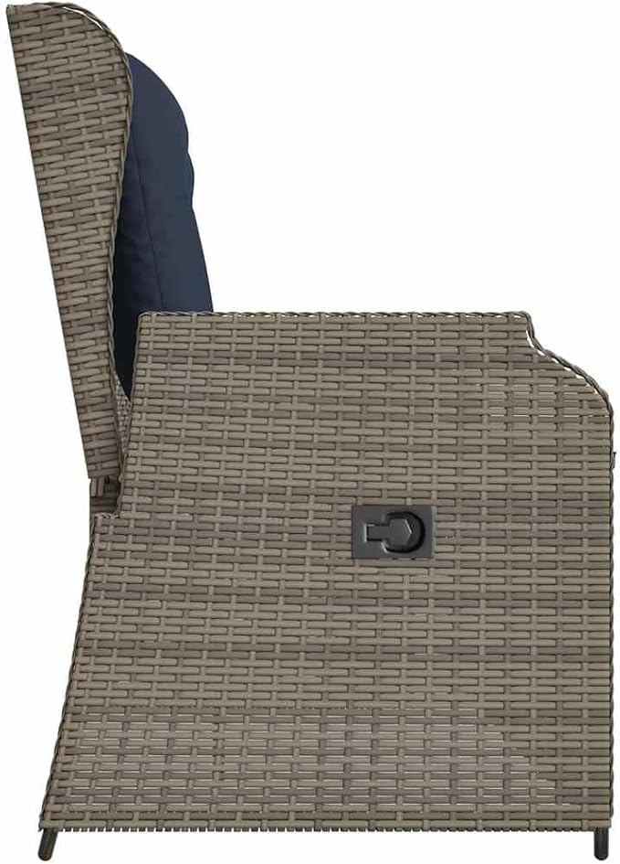 Reclining Garden Bench Gray Poly Rattan Outdoor Seating for Patio Balcony Porch 40.9 Inch Modern Loveseat with Adjustable Backrest Weather-Resistant for Living Room Garden and Sunroom