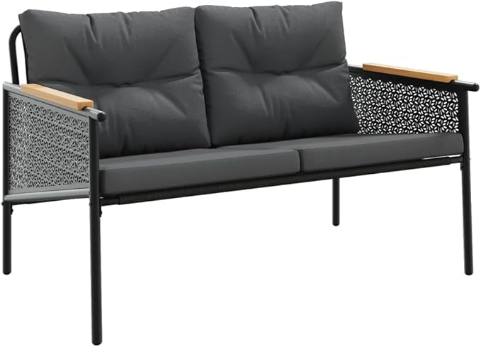 2-Seater Garden Bench, Outdoor Patio Loveseat with Anthracite Cushions - Photo 2
