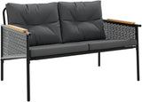 2-Seater Garden Bench, Outdoor Patio Loveseat with Anthracite Cushions - Photo 2