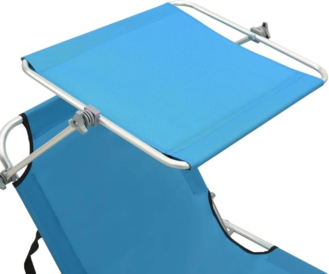 Folding Blue Aluminum Sun Lounger 73.6x22.6x10.6 in, Adjustable Backrest, UV-Resistant 600D Fabric - Photo 7