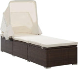 Sun Lounger with Canopy and Cushion - Photo 1