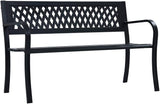 Patio Bench Black 47.2" Steel Outdoor Benches Garden Benches Patio Benches Bench with Backrest Metal Outdoor Furniture - Photo 1
