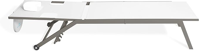 Ostrich Chatham 2 Pieces Patio Chaise Lounges, Patio Lounge Chairs,Facedown Tanning Chair, Patio Chairs, 5-Position Recliner Adjustable Sunbathing Lounge Chair for Patio,Yard, Pool, White & Tan
