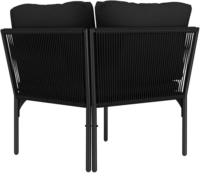 vidaXL 6-Piece Weather-Resistant Patio Lounge Set with Cushions - Elegant Outdoor PVC and Powder-Coated Steel Sectional - Photo 7
