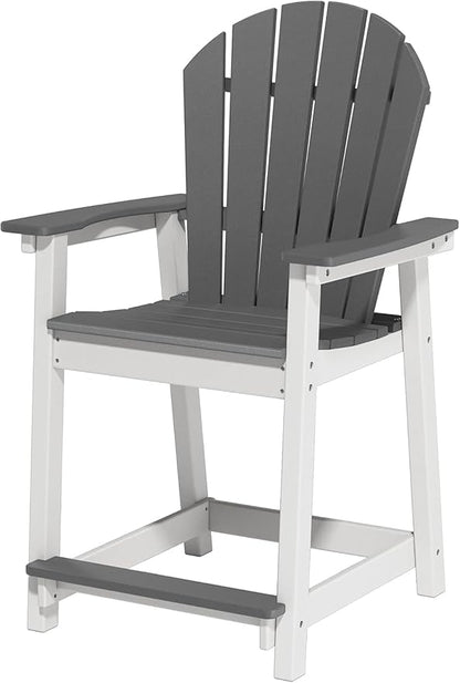 Outdoor Tall Adirondack Chair, HDPE Weather Resistant Outdoor Chair for Garden, Perfect for High Top Table & Chairs on Your Balcony, Capacity 400LBS, Grey