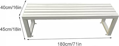 Backless Outdoor Bench, Pure Wrought Iron Metal Garden Bench with Reserved Fixing Holes for Yard Porch Balcony Park(Black,180cm/71in)
