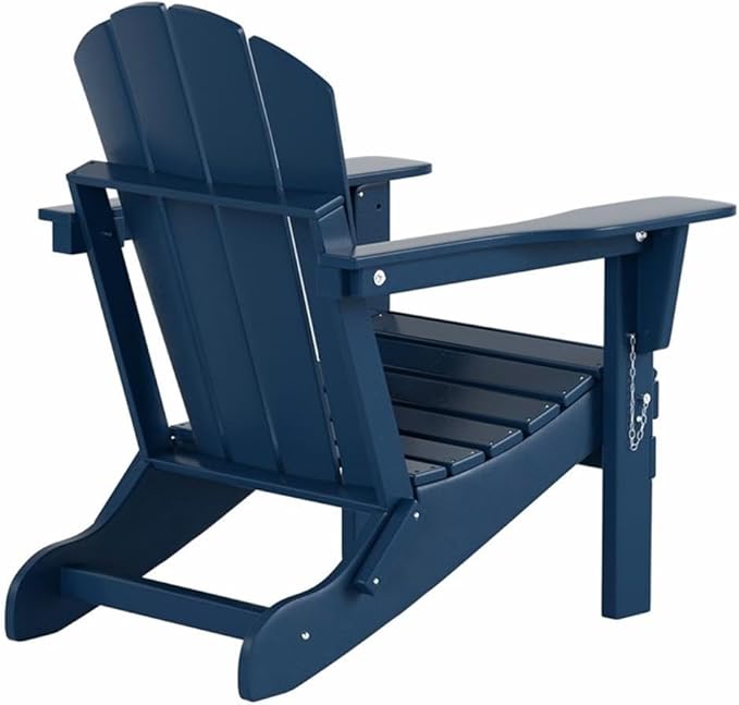 Costaelm Outdoor Folding Chair, Outdoor Seating Folding Firepit Chairs, All Weather Poly Adirondack Chair for Deck Backyard Garden Lawn Pool Patio, Navy Blue