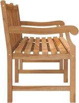 Light Brown Solid Teak Wood Garden Bench, Extra Heavy Durable Vintage Outdoor Seating for Patio - Photo 5
