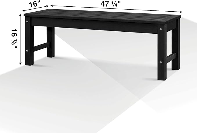 Psilvam Knight Bench Set of 2, Two Person Outdoor Poly Lumber Patio Backless Bench - Photo 3