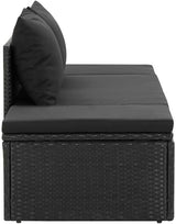 Adjustable Sun Lounger with Cushions, Black Poly Rattan Outdoor Chaise Lounge for Patio Garden Poolside - Photo 6