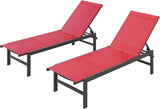 Outdoor Lounge Chairs Set of 2, Aluminum Patio Chaise Lounge Chairs with 5-Position Recliner - Photo 1