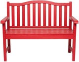 Pemberly Row Traditional Cedar Wood Garden Bench, Red Finish, 43-Inch Seat, Moisture & Decay Resistant - Photo 6