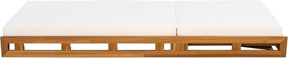 GDFStudio Outdoor Lounge Chaise Set with 4" Water-Resistant Cushions,4-Position Adjustable Backrest Recliner,Acacia Wood Lounger Chair for Patio,Garden,Poolside,Balcony,Deck,79" A Cream,Teak