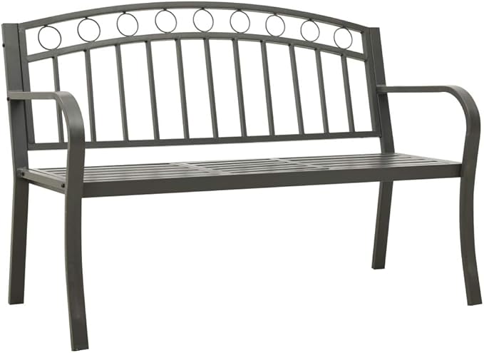 Garden Bench Outdoor Bench Patio Bench Cushions for Outdoor, Park, Yard, Entryway, Iron Metal Frame Furniture - Photo 3