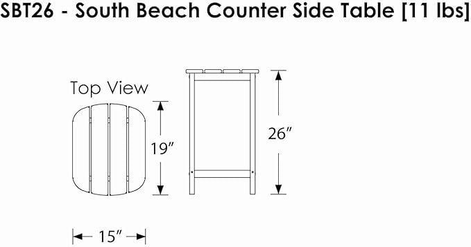 POLYWOOD SBT26GR South Beach 26-Inch Counter Side Table, Green - Photo 2