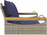 Garden Bench Deck Bench Swing Bench with Cushions Gray 42.9"x24.4"x15.7" Poly Rattan - Photo 5