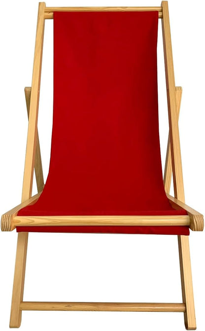 TBACW Patio Lounge Chair Replacement Canvas 47" L x 17" W - Beach Sling Chair Fabric, Indoor Outdoor Use - No Wooden Frame (Red)