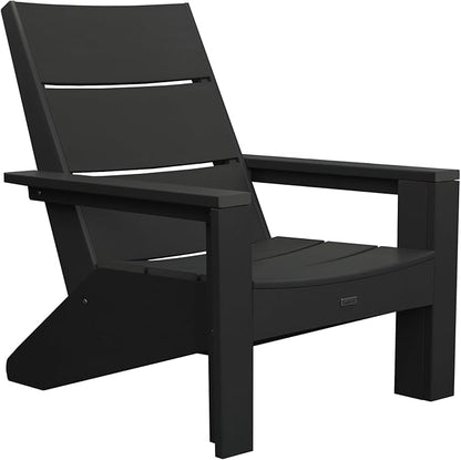 Adirondack Chair, All-Weather HIPS Plastic Outdoor Sitting for Patio, Fire Pit, Garden (Modern Black)