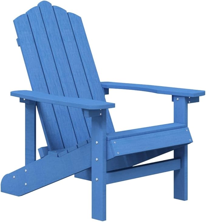 Aqua Blue Garden Adirondack Chair High Density Polyethylene Durable Outdoor Furniture for Patio and Garden Relaxation - Photo 3