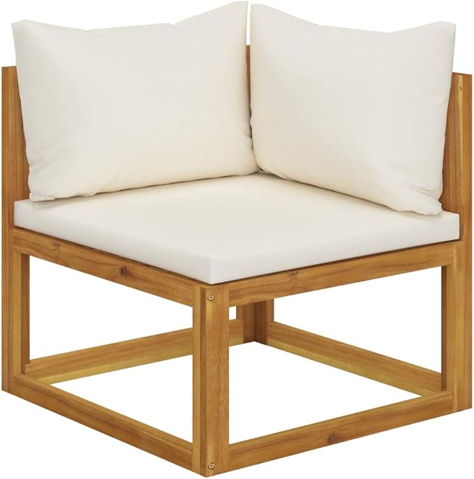Garden Bench Deck Bench 2-Seater Patio Bench with Cream White Cushions - Photo 3