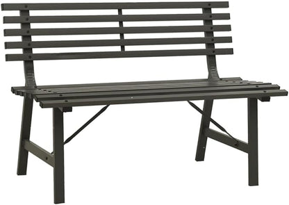 Vintage Black Powder-Coated Steel Garden Bench Large Durable Outdoor Seating for Patio Backyard Rust-Resistant Weatherproof Comfortable Relaxation