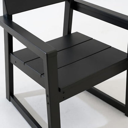 Outdoor Patio Chairs, HDPE Outdoor Furniture Garden Armchairs Modern Dining Adirondack Chair with Backrest Heavy Duty Plastic Patio Seating Group for Yard Porch Deck Durable Design Black