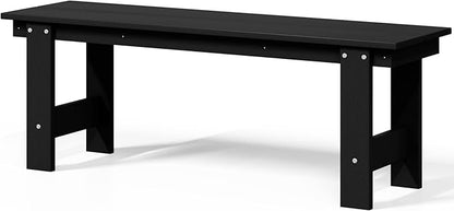 Costaelm Garden Bench, Front Porch Bench Entryway Park Bench, Patio Backless Garden Seat for Outdoors/Indoor, Low Farmhouse Bench, Black