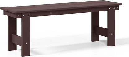 WestinTrends Ashore Outdoor HDPE 48" Modern Backless Patio Bench, Dark Brown