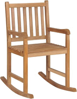 Teak Rocking Chair with Taupe Cushions 36.4 x 22.8 x 41.7 in Solid Wood Outdoor Lounge Seat for Patio Porch Garden - Photo 3