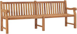 Extra Large Solid Teak Wood Garden Bench with Carved Armrests, Light Brown Outdoor Patio Seating - Photo 1