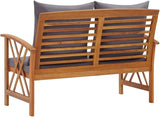 Outdoor Garden Bench with Dark Grey Cushions Made from Solid Acacia Wood and Comfortable Polyester Seating for Patio - Photo 5