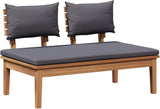 Modern Outdoor Teak Wood Garden Bench Set 2 pcs Grey and Brown Rectangular Patio Furniture with Solid Construction and - Photo 5