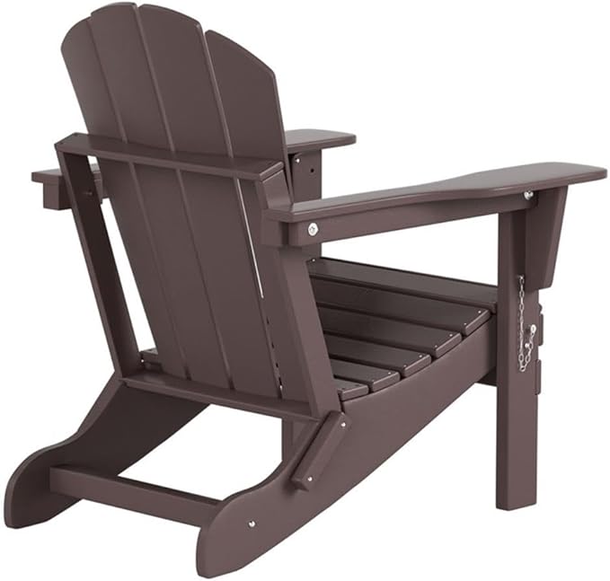 Costaelm Outdoor Folding Chair, Outdoor Seating Folding Firepit Chairs, All Weather Poly Adirondack Chair for Deck Backyard Garden Lawn Pool Patio, Dark Brown