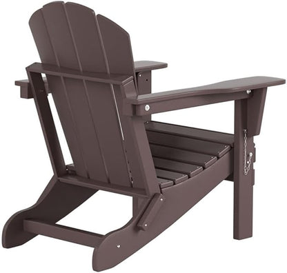 Costaelm Outdoor Folding Chair, Outdoor Seating Folding Firepit Chairs, All Weather Poly Adirondack Chair for Deck Backyard Garden Lawn Pool Patio, Dark Brown