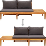 Patio Bench with Table Dark Gray Cushions Solid Acacia Wood Outdoor Chairs Furniture Outdoor Patio Furniture Set - Photo 3