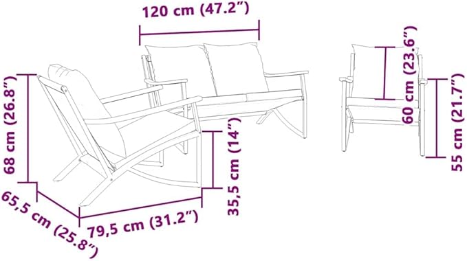 3-Piece Balcony Furniture Set Black Modern Powder-Coated Steel for Outdoor Patio and Balcony