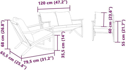 3-Piece Balcony Furniture Set Black Modern Powder-Coated Steel for Outdoor Patio and Balcony