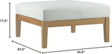 Modway Bayport Teak Wood Outdoor Patio Ottoman in Natural White - Photo 3